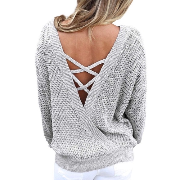 ZKESS Sweaters - Criss Cross Backless Knit Pullover Sweater Worn 1x